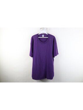 Vintage 90s Russell Athletic Mens XL Faded Blank Short Sleeve T-Shirt Purple USA